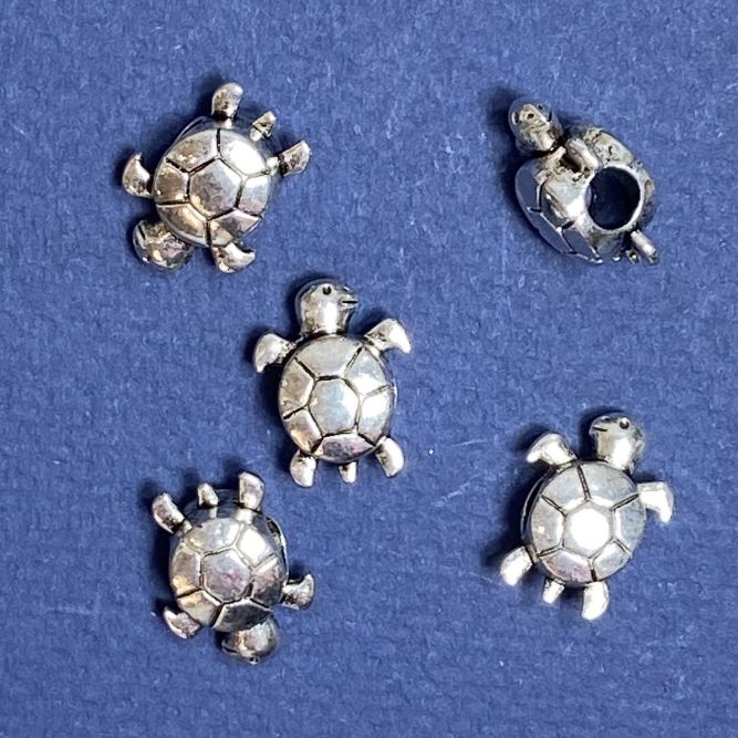 Finding: Turtle Bead, diameter 16x13mm, inner diameter 4.7mm, pack 20g 7pcs