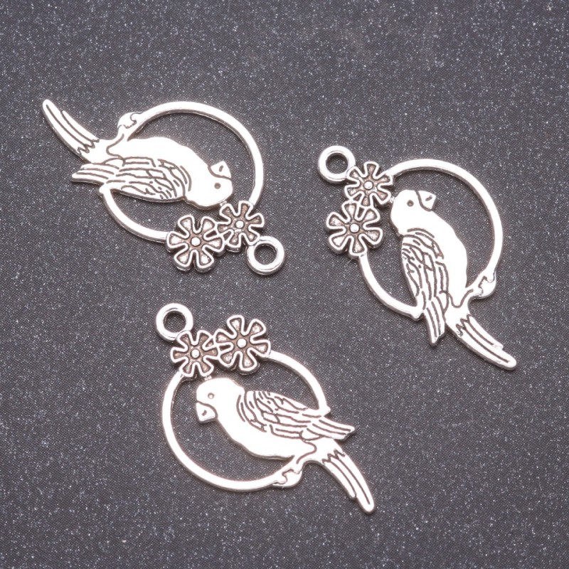 Parrot Pendant Findings, d8x15mm, hole diameter 1.8mm, pack 20g +/- 16 pcs