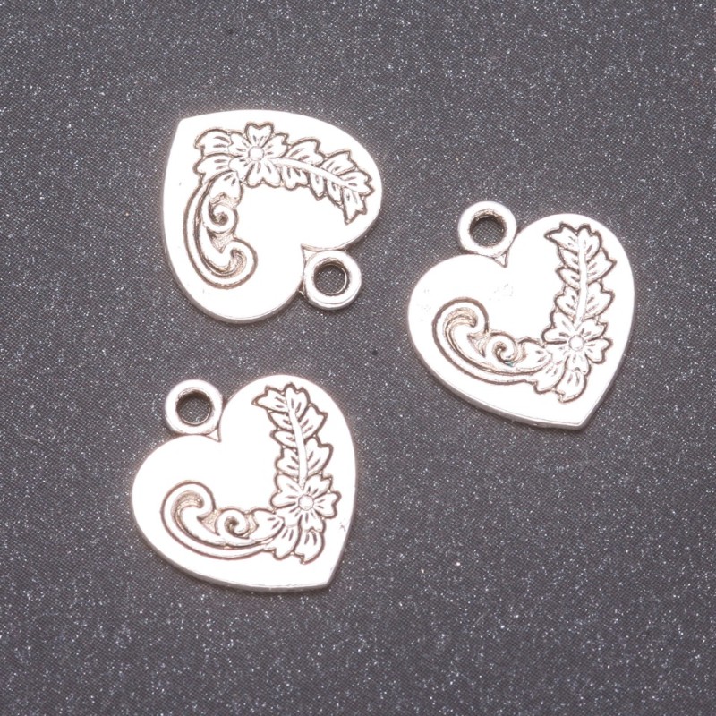 Heart Pendant Findings, 14x16mm, hole diameter 1.8mm, pack 20g +/- 11 pcs