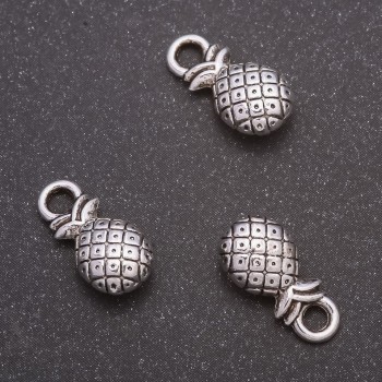 Finding: Pineapple Charm, diameter 14x7mm, inner diameter 3mm, pack 20g +/-19pcs