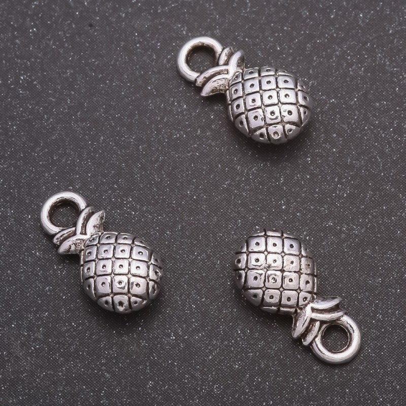 Finding: Pineapple Charm, diameter 14x7mm, inner diameter 3mm, pack 20g +/-19pcs