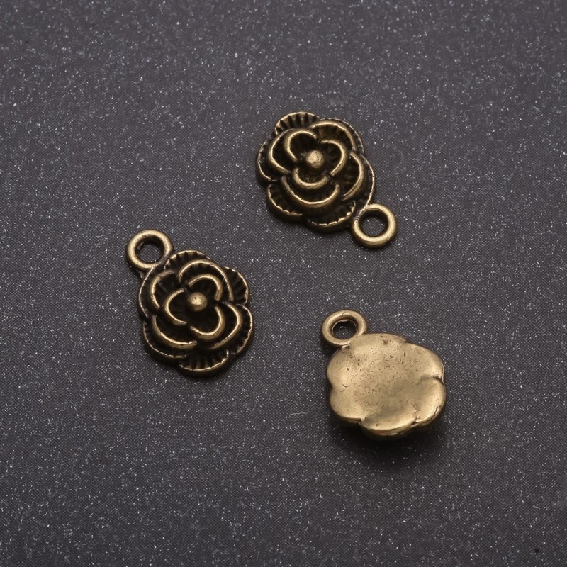 Finding Rose Pendant (bronze), diameter 10x14mm, inner diameter mm, pack 20g +/-17pcs