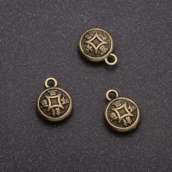 Finding Coin Pendant (bronze), diameter 10x13mm, inner diameter mm, pack 20g +/-14pcs