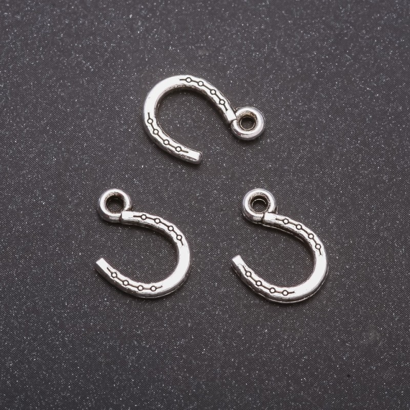 Finding Horseshoe Pendant, diameter 10x14mm, inner diameter mm, pack 20g +/-44pcs