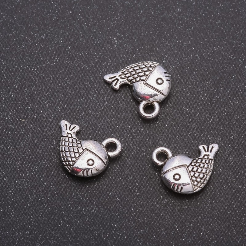 Finding Fish Pendant, diameter 13x12mm, inner diameter mm, pack 20g +/-19pcs