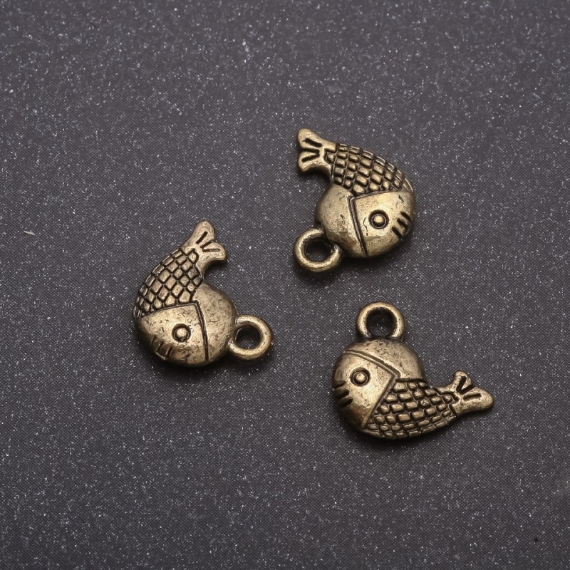 Finding Fish Pendant (bronze), diameter 13x12mm, inner diameter mm, pack 20g +/-19pcs