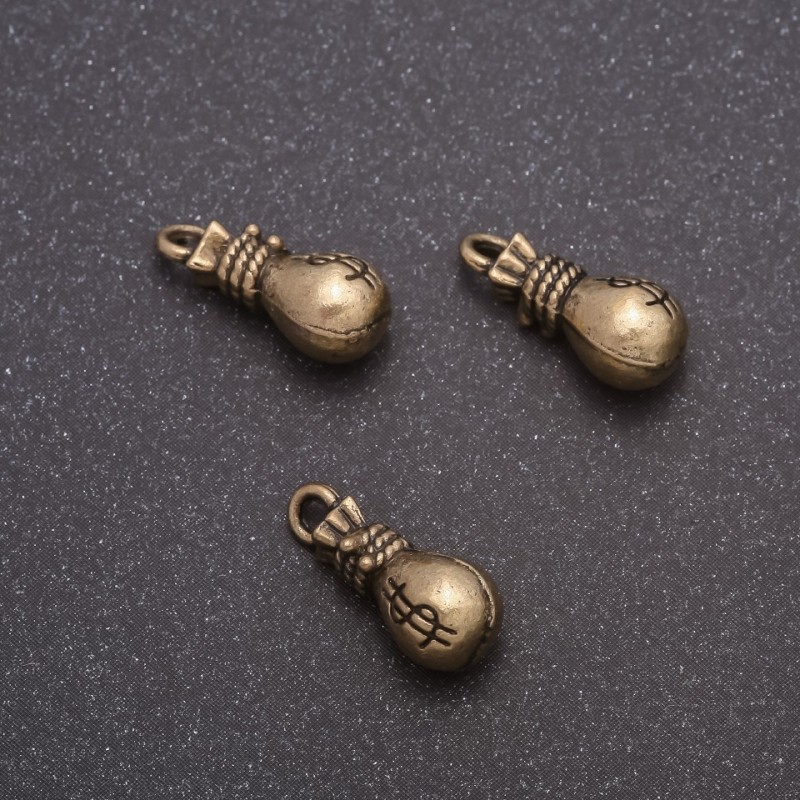 Finding Dollar Bag Pendant, diameter 7x15mm, inner diameter 1.7mm, pack 20g +/-13pcs