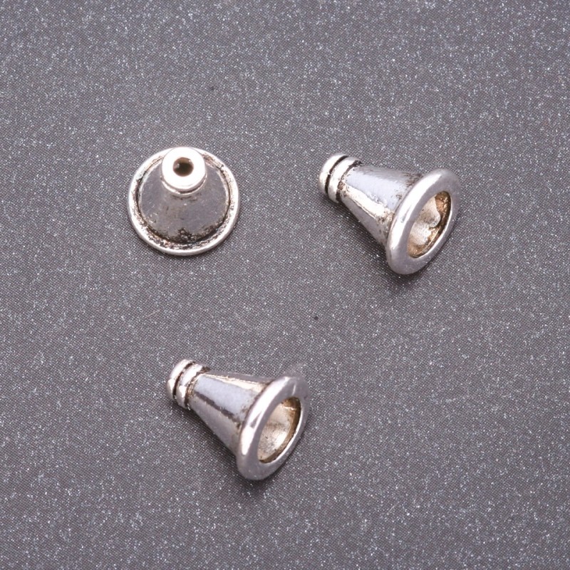 Finding Cord End, diameter 11x10mm, inner diameter 1.5x5mm, pack 20g +/-16pcs