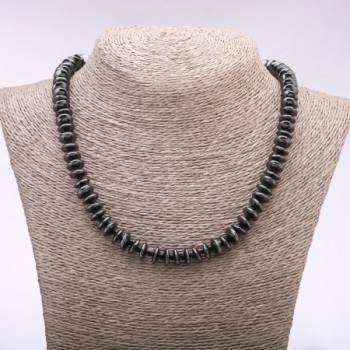 Natural Stone Hematite Necklace, Rondelle Disc, 8x3.5mm Diameter, 48cm Length