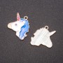 Findings Unicorn Pendant Blue Enamel pack of 5 pcs. 25x19mm
