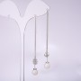 Long Asymmetric Stud Earrings 925 Series 'Sea', 8mm Thickness, 107-135mm Length