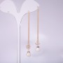 Long Asymmetric Stud Earrings 925 Series 'Sea', 8mm Thickness, 107-135mm Length, Gold Plated