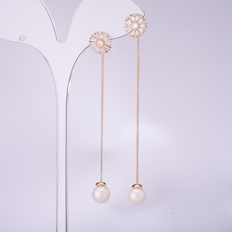 Long Stud Earrings 925 Series 'Majorca', 10mm Thickness, 80mm Length, Gold Plated