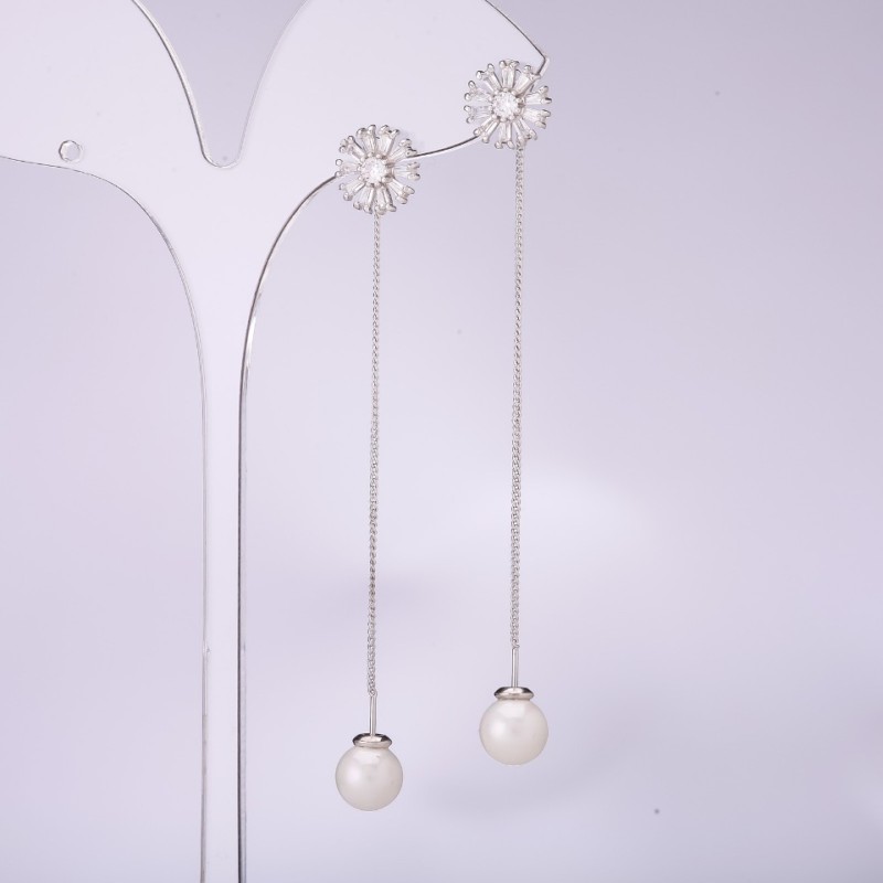 Long Stud Earrings 925 Series 'Majorca', 10mm Thickness, 80mm Length