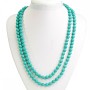Green Turquoise Necklace with Veining, Round Beads 8mm, Length 118cm