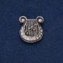 Lyre Brooch 25x23mm with Dark Rhinestones, Dark Metal