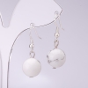 Cacholong Earrings, diameter 12mm, length 34cm