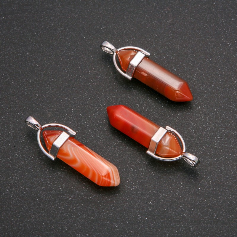Carnelian Hexagon Pendant 4cm