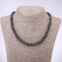 Hematite Necklace, Faceted Rondelle, 8x3.5mm Diameter, 45cm Length