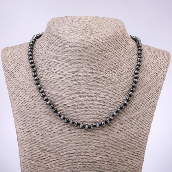 Hematite Necklace, Faceted Rondelle, 6x4mm Diameter, 45cm Length