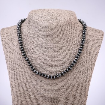 Hematite Necklace, Faceted Rondelle, 8x4mm Diameter, 45cm Length