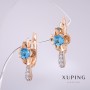 Xuping Earrings with Light Blue Stones 20x10mm 18K Gold Plated