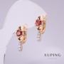 Xuping Earrings with Red Stone 20x10mm 18K Gold Plated