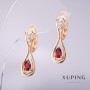 Xuping Earrings with Red Stone 25x8mm 18K Gold Plated