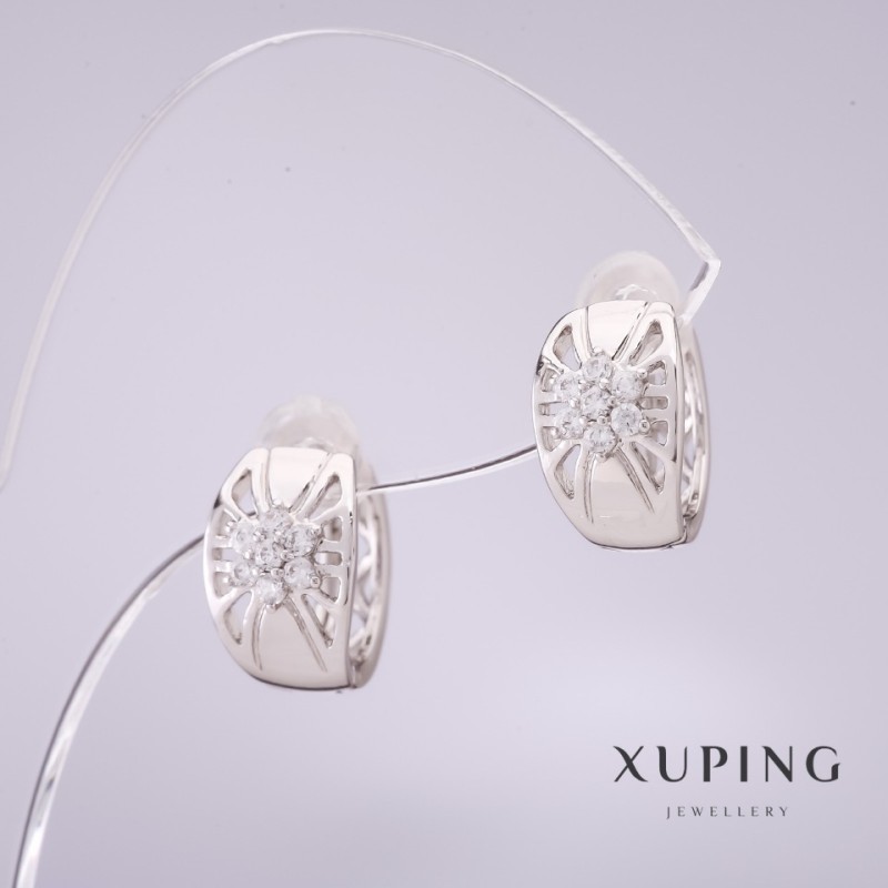 Xuping Earrings 13x8mm, Rhodium