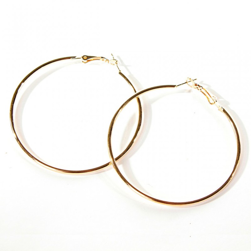 Gold-Tone Hoop Earrings, Diameter 7cm