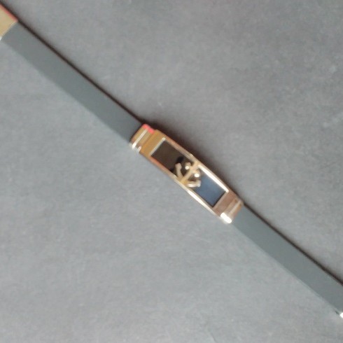 Men's Bracelet "Steel Bar" Anchor, Rubber, 21cm Circumference