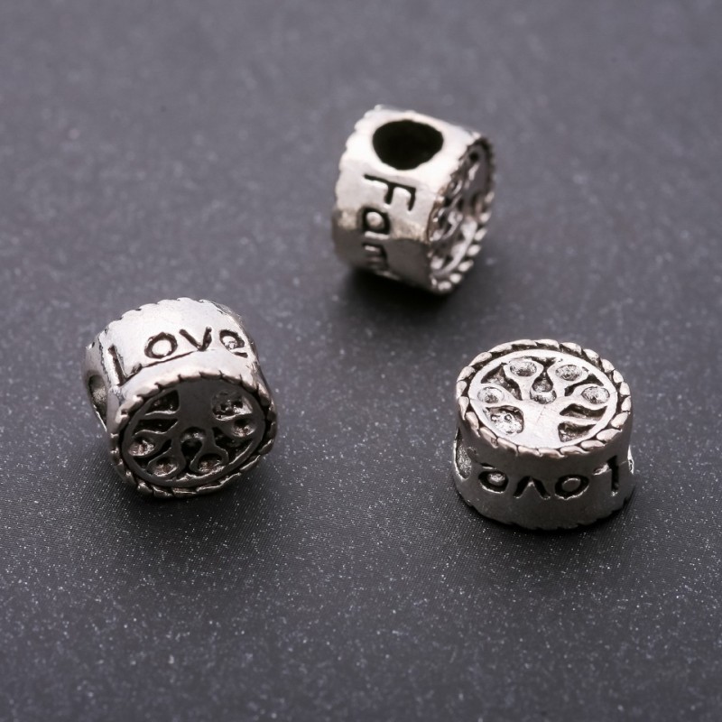 Findings Pandora Wood Spacer Bead, diameter 11x8mm, inner diameter 5mm, pack 20g +/-5pcs