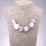 Geometry Necklace with Wood Beads, Length 70cm