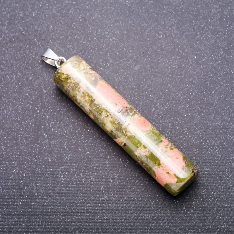Natural Heliotrope Stone Cylinder Pendant 64x54x12mm