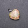 Heart Pendant, Natural Heliotrope Stone, 28x19x19mm (+/-)