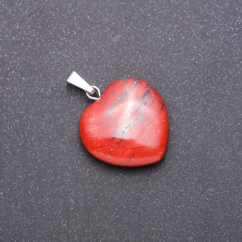 Pendant "Heart" made of natural Jasper stone red 28x19x19mm (+-)