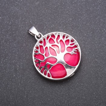 Pendant "Tree" with Natural Tourmaline, 27mm diameter