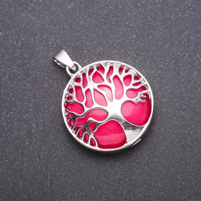 Pendant "Tree" with Natural Tourmaline, 27mm diameter