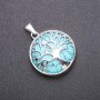Pendant "Tree" with Turquoise Stone (faceted) green, diameter 27mm
