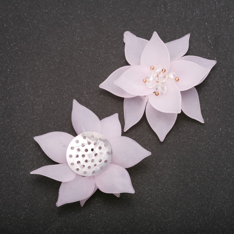 Lily Flower Appliqué Finding, Pink Acrylic, Diameter 50 (+/-) mm