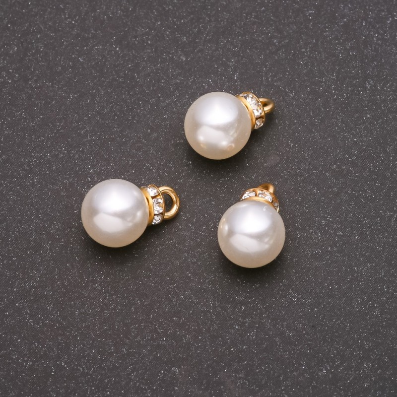 “Pearl” Pendant Finding (Plastic), Small, Yellow Metal, 10x15mm, Hole Diameter 2.5mm, Pack of 10+ pcs