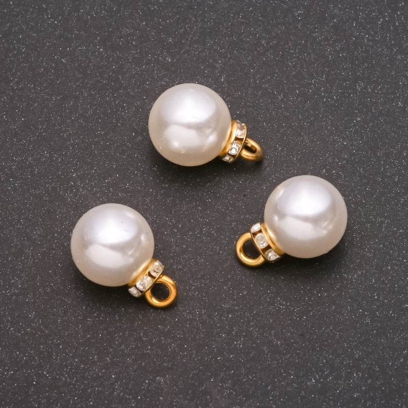 Findings Pendant "Pearl" (plastic) Yellow Metal 12x17mm, inner diameter 1.8mm, pack 10pcs+