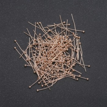 Finding Ball Head Pin, Yellow Metal, Length 20mm, 500g, 10000pcs