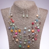 Earrings and Necklace Set "On the Strings of the Soul", Multicolor Mother-of-Pearl Beads, Diameter 7mm/5mm, Length 45-50cm
