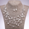 Earrings and Necklace Set "On the Strings of the Soul", White Beads, Diameter 5-8mm, Length 45-50cm