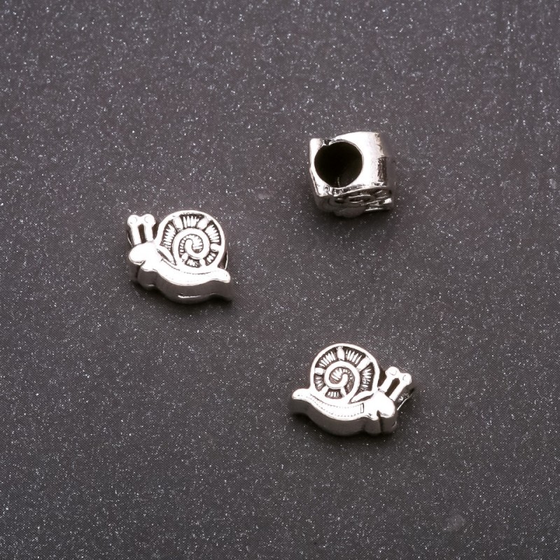 Pandora-Style Snail Insert Bead, Diameter 11x9mm, Hole 4mm, Pack 20g (approx. 11pcs)