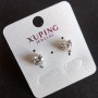 Xuping Heart Stud Earrings, Diameter 8mm, Length 8mm, Rhodium