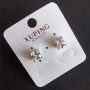 Xuping Stud Earrings with White Stones, Square Setting 8mm, Rhodium Plated