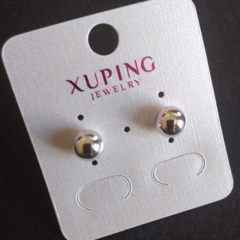 Xuping "Ball" Stud Earrings, Diameter 8mm, Rhodium Plated