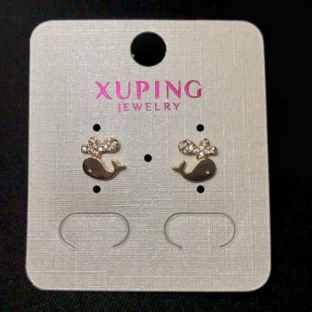 Xuping "Cat" Stud Earrings, Diameter 8mm, 18K Gold Plated